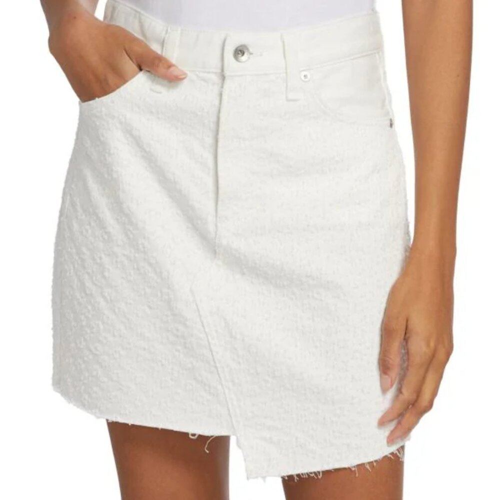 NWT - Rag & Bone Denim Mini Skirt Women's 27 Kayla White Tweed Cotton $195